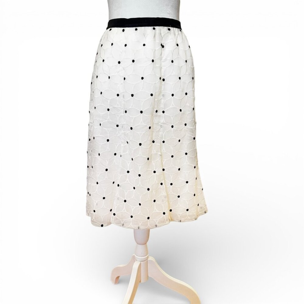 Ann Taylor Embroidered Floral A-Line Skirt Cream 8 Cottagecore Wedding Poetcore - Picture 2 of 11